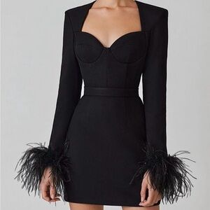 Catchall Aspen Black Feather Bodycon Mini Dress